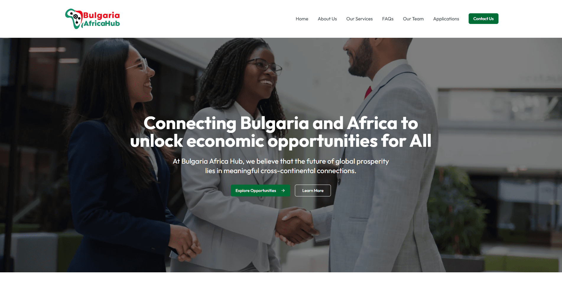 Bulgaria Africa Hub — Platform Interface (light mode)